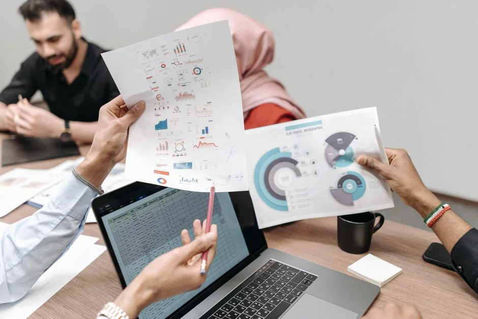 A marketing strategy document displayed on a desk, showcasing business planning essentials.